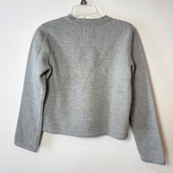 Opening Ceremony Womens Pullover Cropped Sweatshirt Gray XS Crew Neck Front Logo - Picture 4 of 9